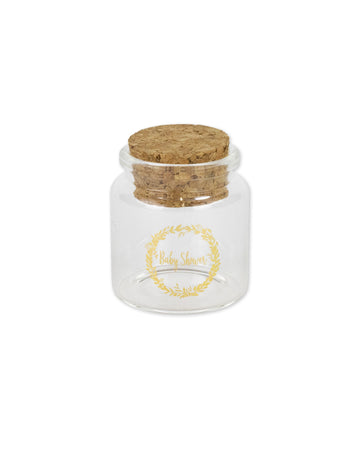 Sticlă de sticlă pentru petrecere baby shower, coroană florală aurie, 4,5 x 5,5 cm cm cu dop de plută