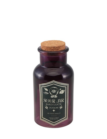 Borcan acru de sticlă cu poțiune violet 13.5 cm