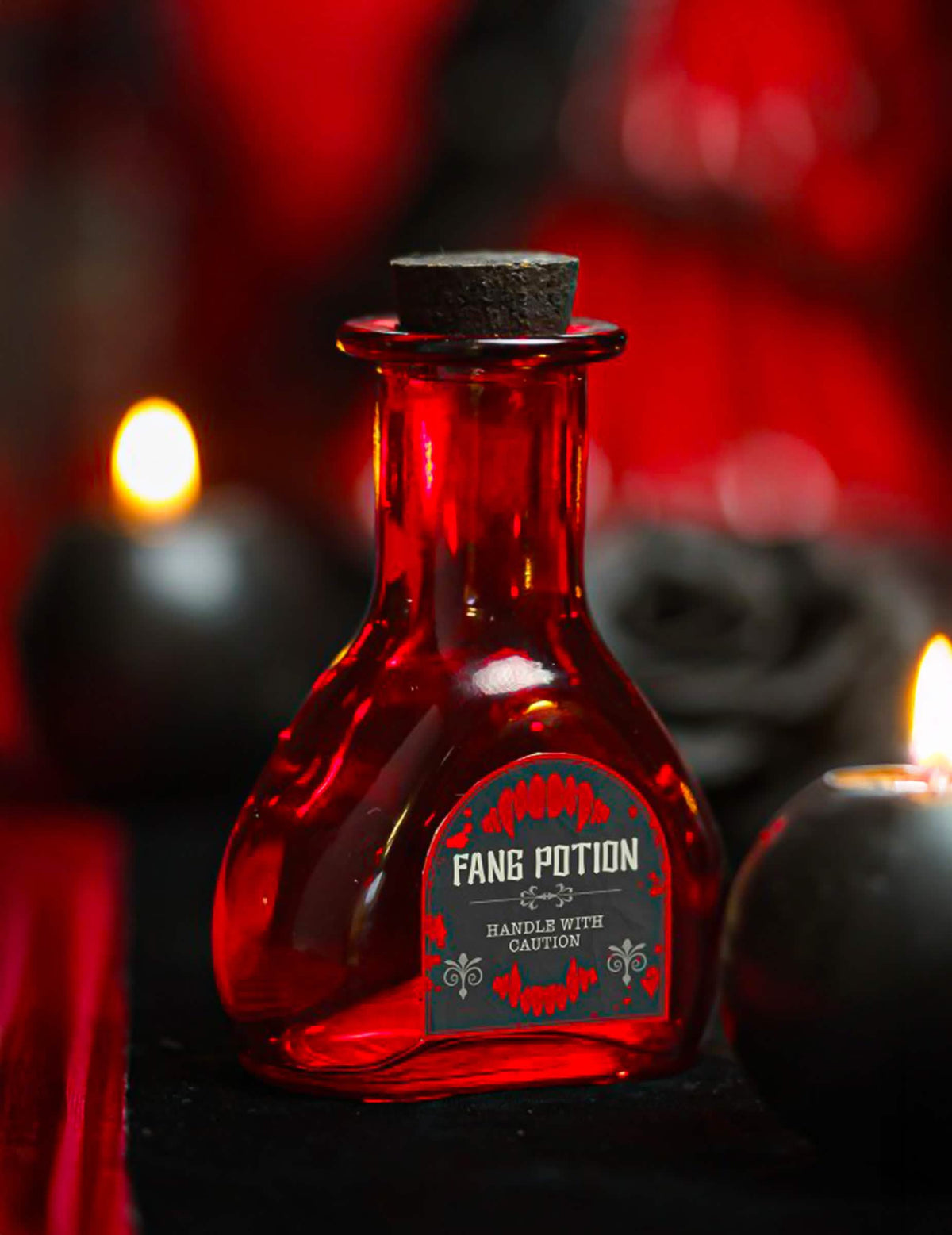 Flacon en verre rouge potion de vampire 10,8 cm