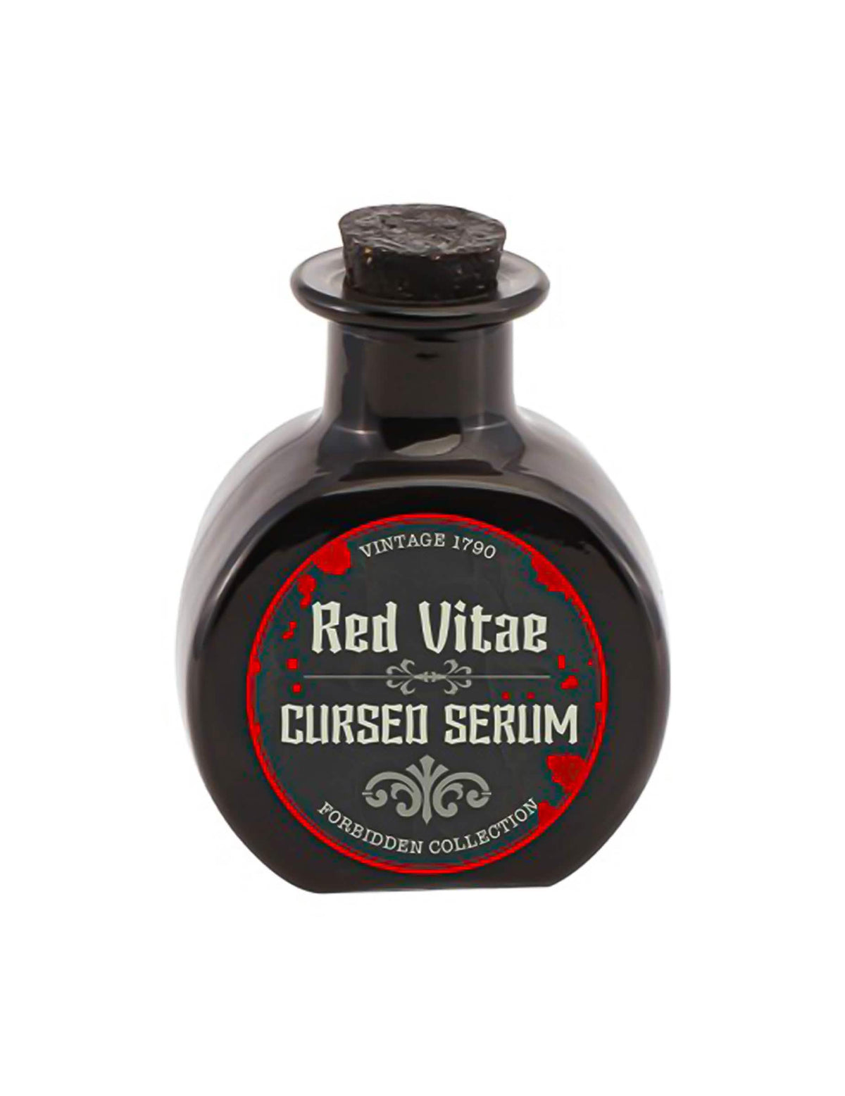Flacon rond en verre noir élixir maudit 9,5 cm