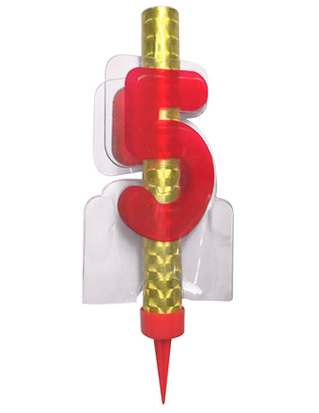 Fântână iluminată numărul 5 roșu 12 cm pentru tort