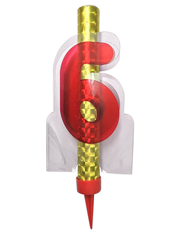 Fântână iluminată numărul 6 roșu 12 cm pentru ziua de naștere