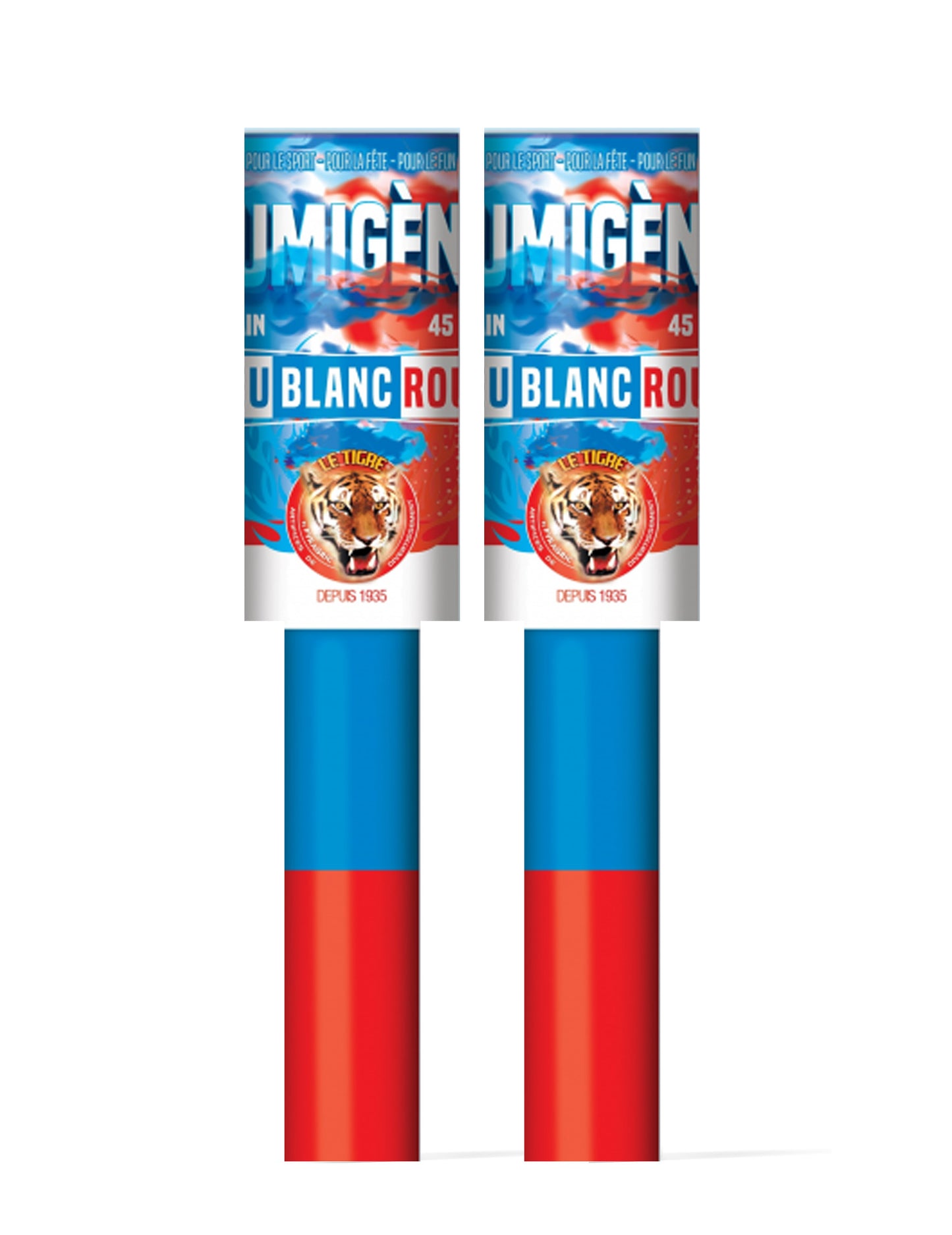 2 Fumigènes à main tricolores bleu blanc rouge 45 secondes