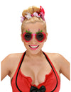 Lunettes fraise pour adulte rouges à pois blancs
