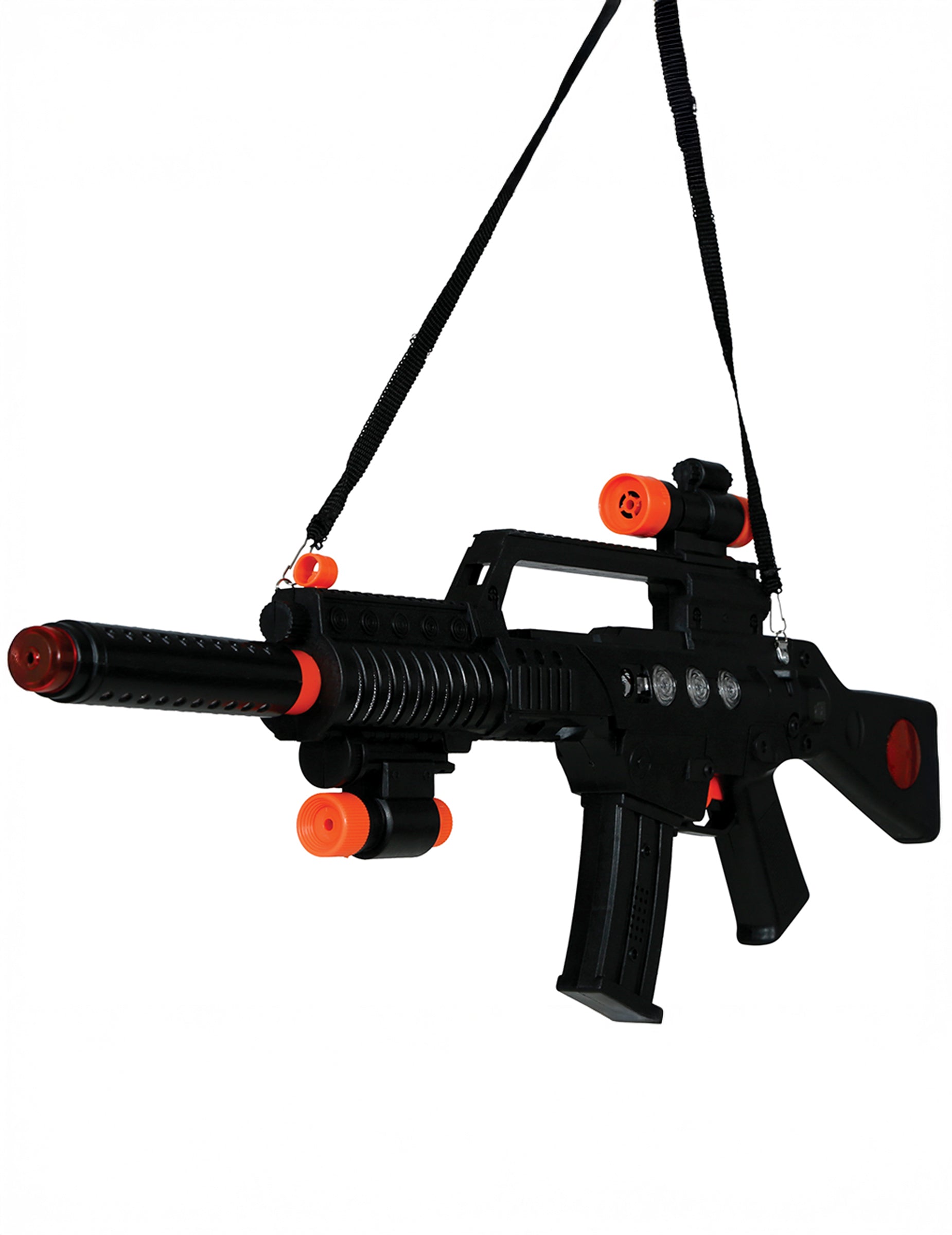Vue de profil avec sangle du fusil d'assaut sonore et lumineux militaire