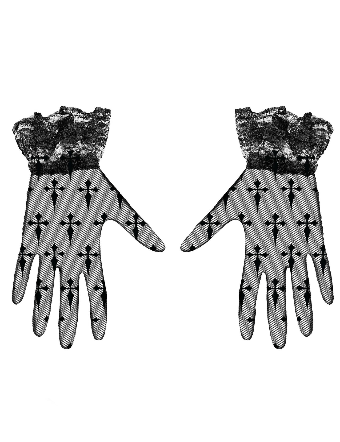 Mănuși scurte cu cruci negre pentru adulți 