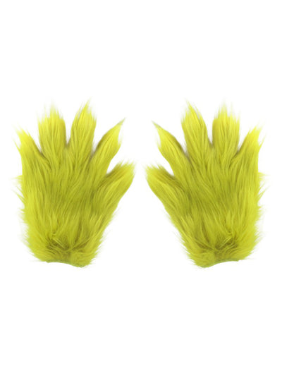 Gants poilus le Grinch™ pour adulte verts à longs poils
