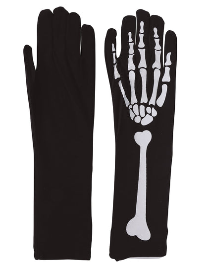 Vues de face et de dos des gants squelette