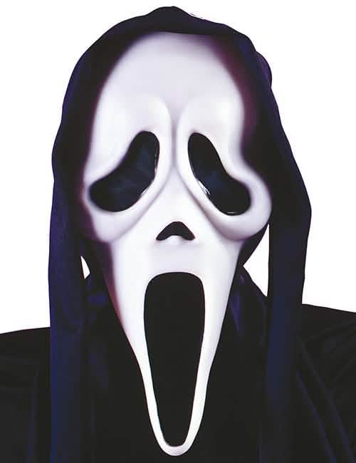 Mască Ghost Face Scream pentru adult alb și negru cu cagulă