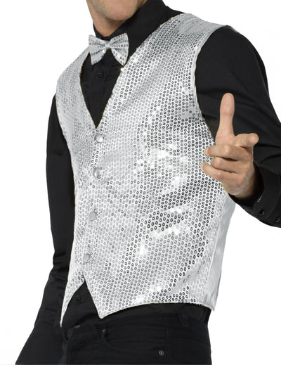 Gilet à sequins pour adulte argent