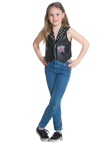 Gilet Daisy Chica Vampiro pour fille noir à clous avec écusson