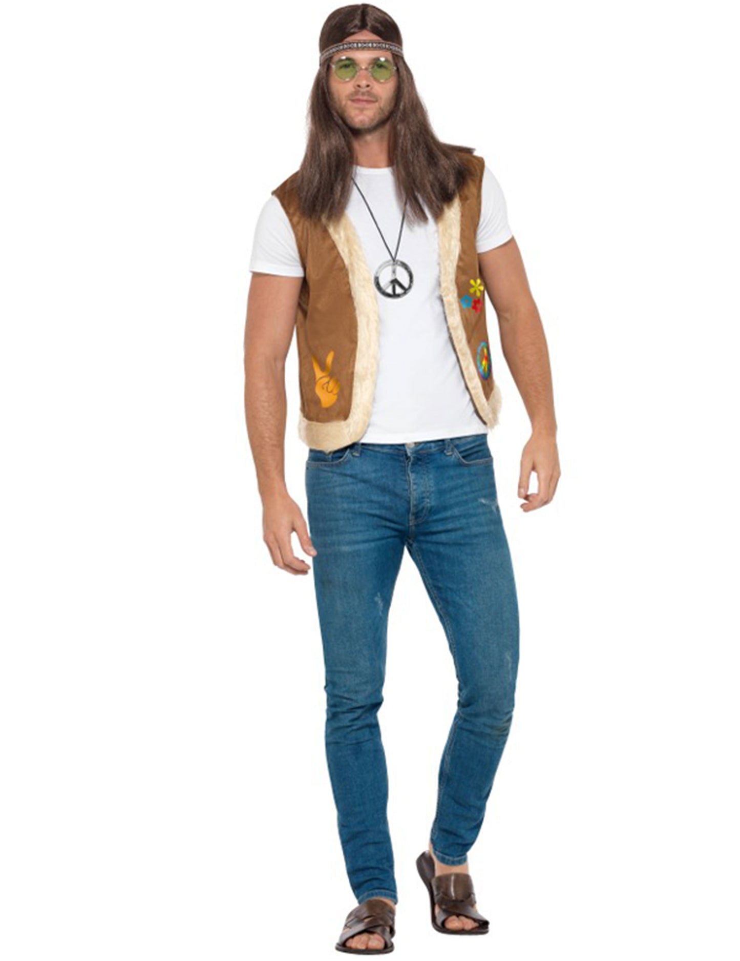 Vestă hippie cu blană pentru adulți