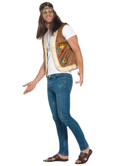 Vestă hippie cu blană pentru adulți