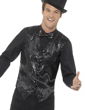 Vestă neagră pentru paiete pentru adulți