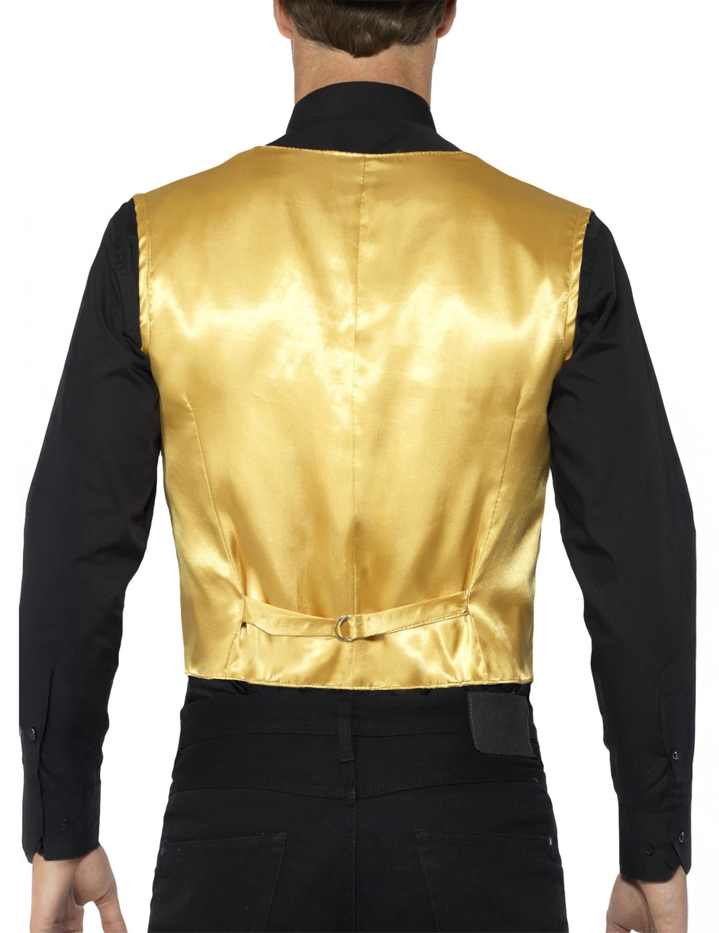 Vue de dos du gilet à sequins pour adulte or