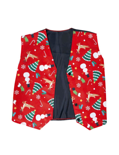 Vestă roșie pentru adulți cu modele de Crăciun
