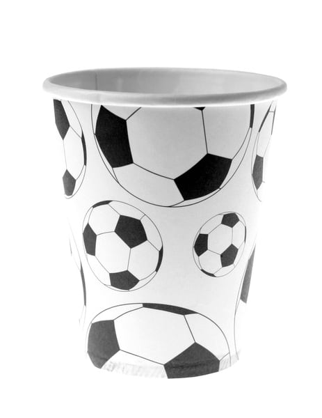 Gobelet en carton ballon football blanc et noir avec motifs de ballons