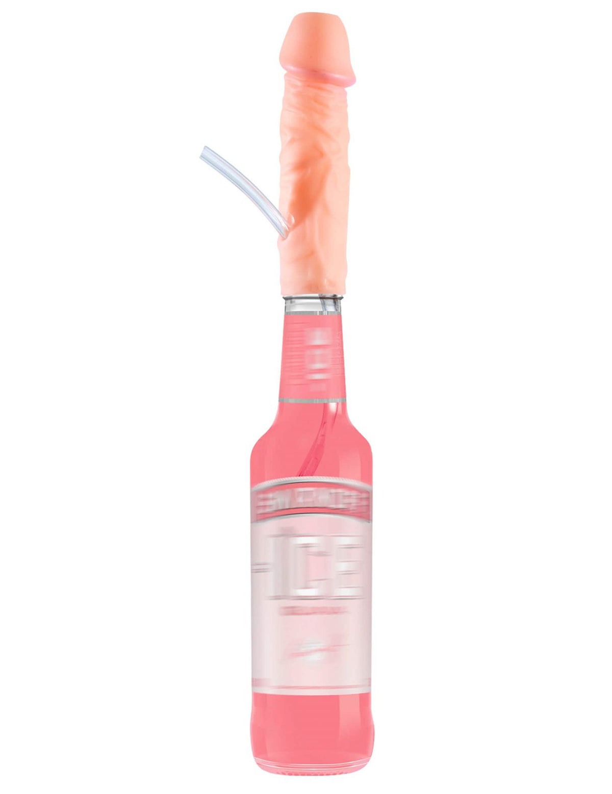 Sticlă în formă de penis pentru adult, culoarea pielii, cu pai