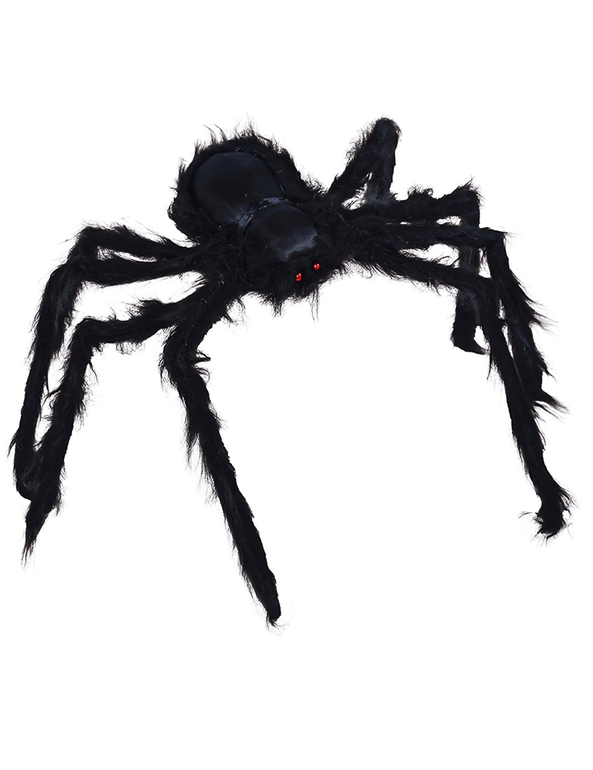 Grande araignée d'Halloween pour décoration noire poilue avec yeux rouges