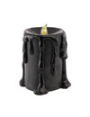 Grande bougie décorative en résine noire avec LED 10 x 8,5 x 12 cm