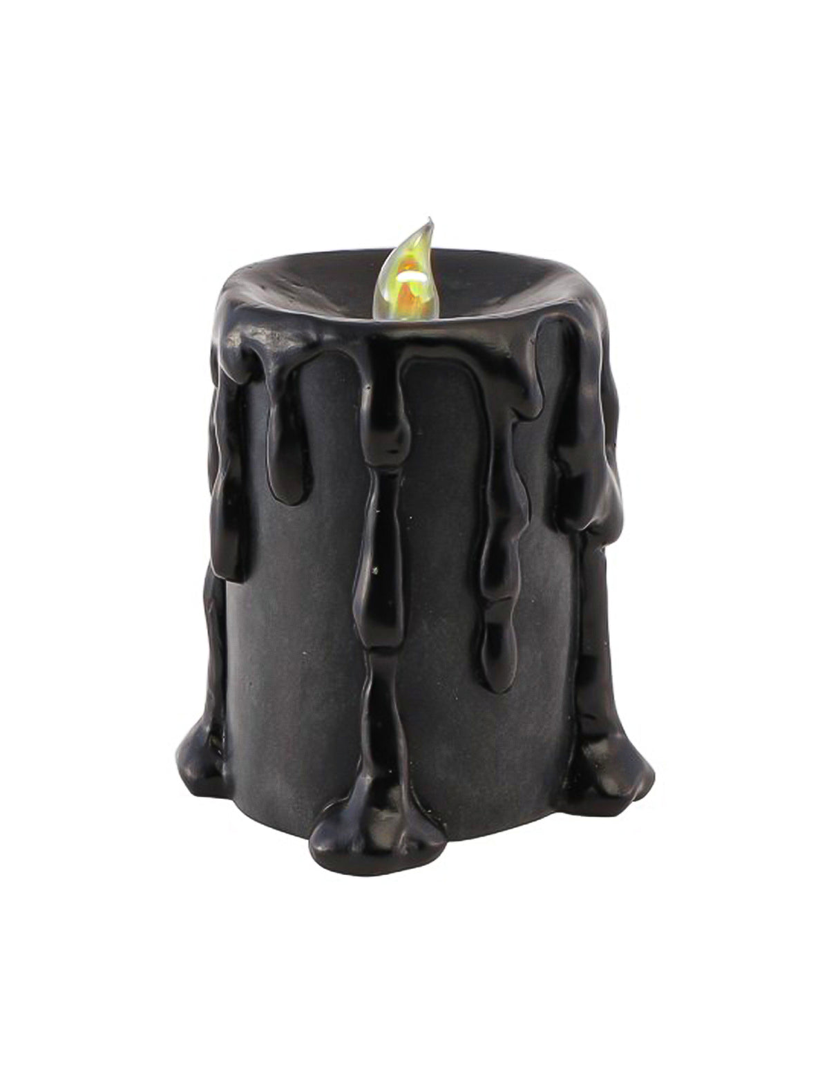 Grande bougie décorative en résine noire avec LED 10 x 8,5 x 12 cm