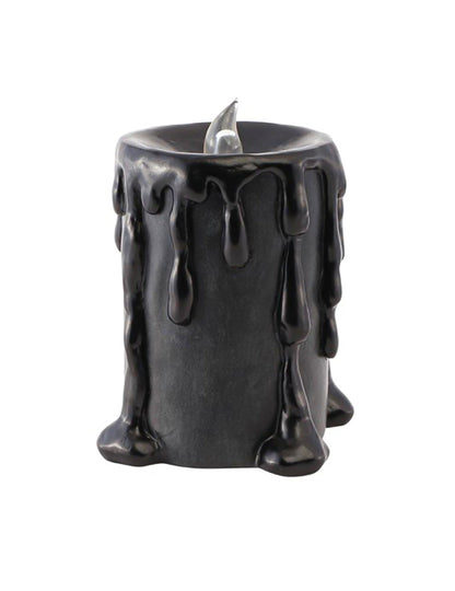Grande bougie décorative en résine noire avec LED 10 x 8,5 x 12 cm