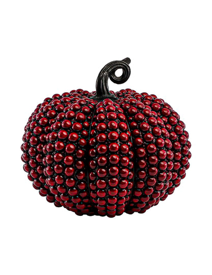 Grande citrouille décorative en résine avec perles rouge sang 24 x 22 x 21 cm