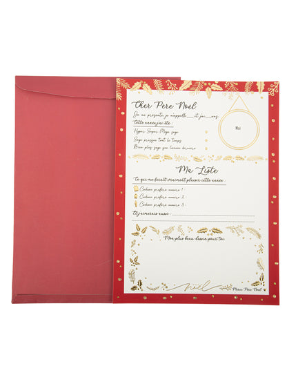 Scrisoare mare către Moș Crăciun cu plic, în stil Crăciun, 21 x 28,5 cm, de completat