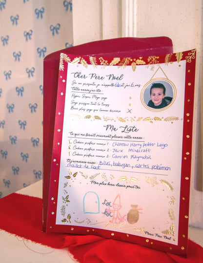 Scrisoare mare către Moș Crăciun cu plic, în stil Crăciun, 21 x 28,5 cm, de completat