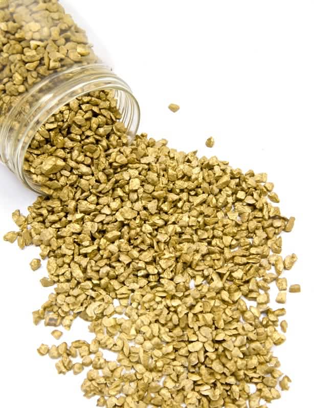 granule de culoare auriu metalizat sau аuriu