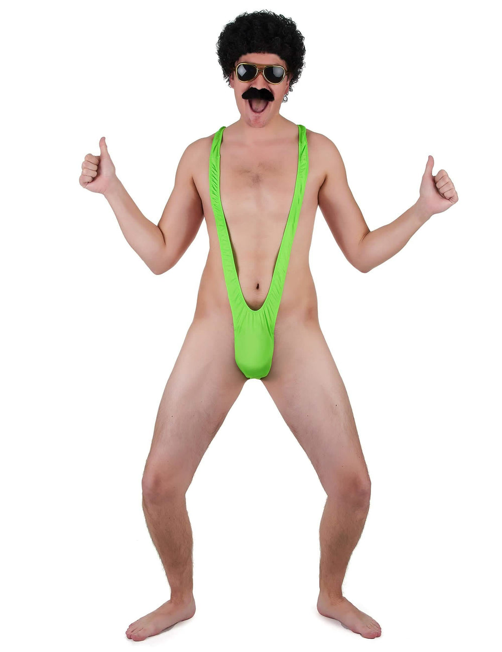 Mankini pentru bărbat verde fluorescent
