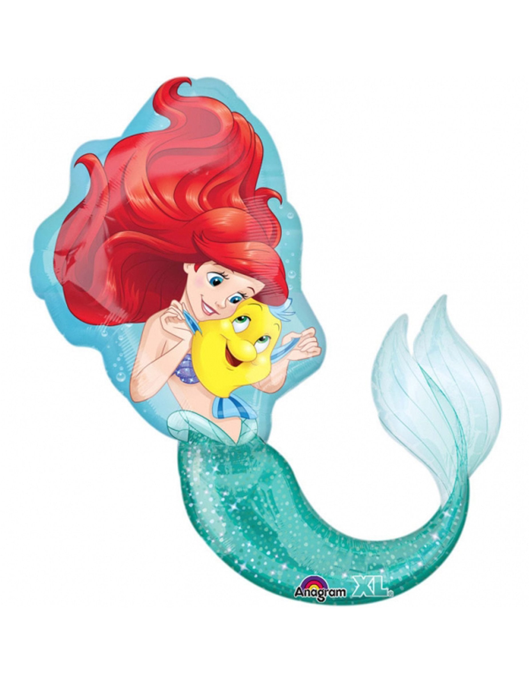 Ballon aluminium géant La Petite Sirène pour enfant avec Ariel et Polochon