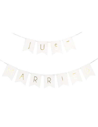 Garland de pennant alb și auriu tocmai s -a căsătorit cu 155 cm