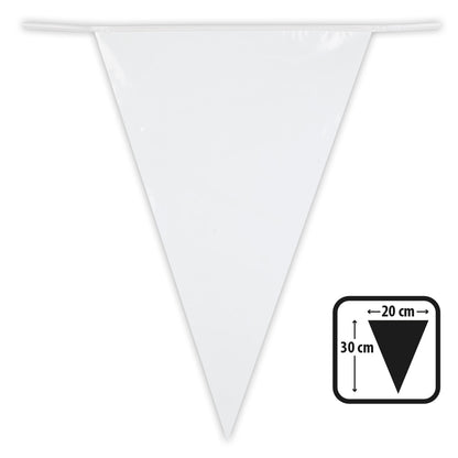 Dimensions d'un fanion de la guirlande à fanions blancs pour fête