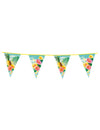 Guirlande à fanions Hawaii party bleue avec motifs ananas et fleurs d'hibiscus
