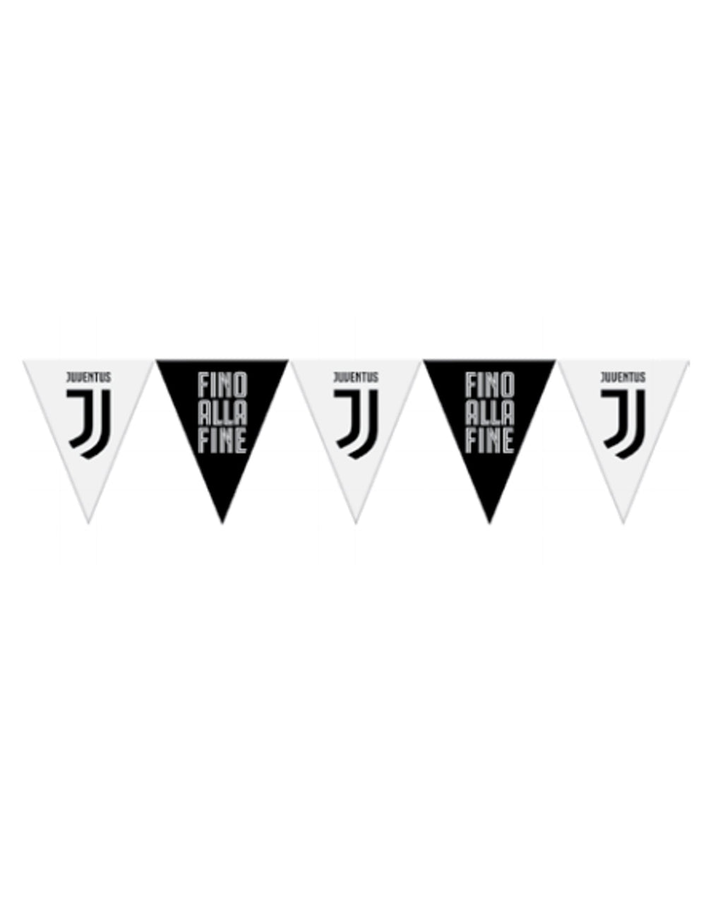 Guirlande à fanions en plastique Juventus pour supporter noire et blanche