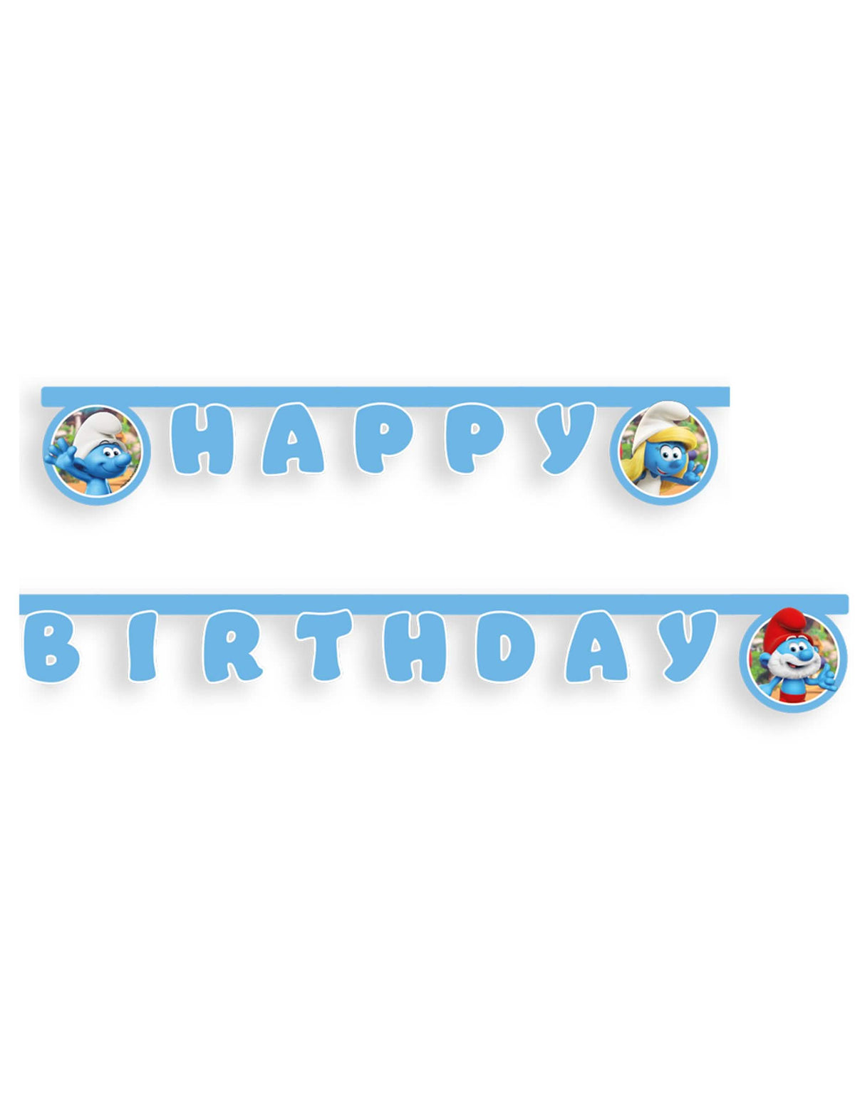 Guirlande articulée Schtroumpf pour Happy Birthday bleue