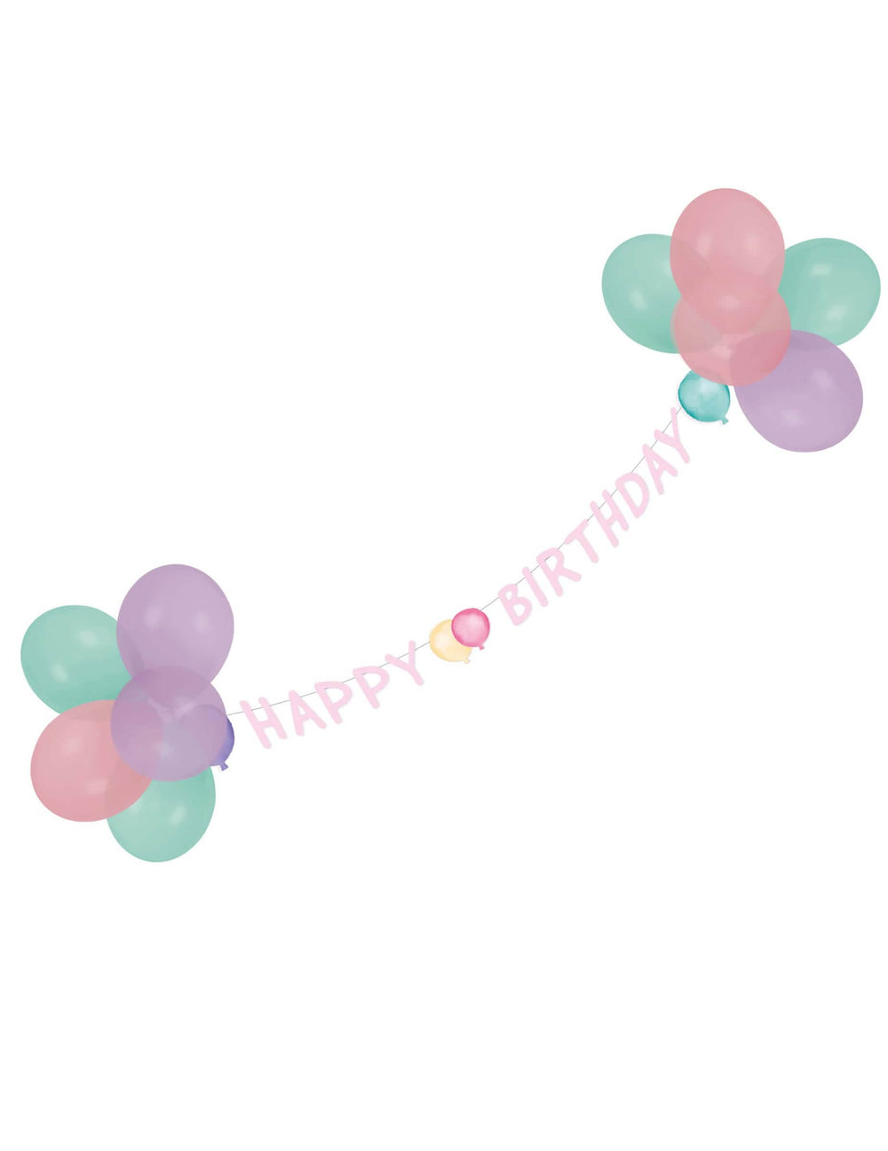 Ghirlandă cu baloane Happy Birthday pentru petrecere pastelată