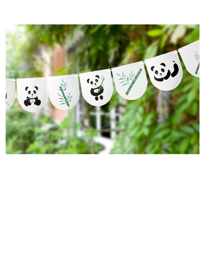 Mise en situation de la guirlande de 11 fanions panda