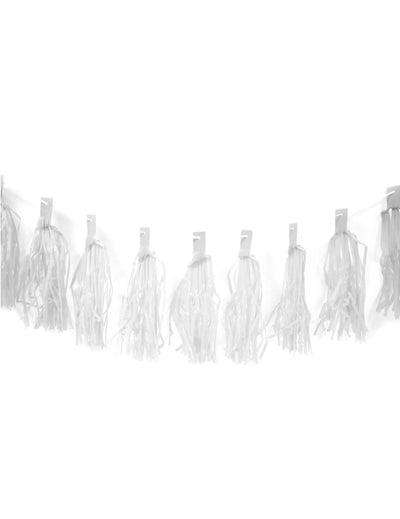 Guirlande de 20 tassels pour décoration de fête blancs