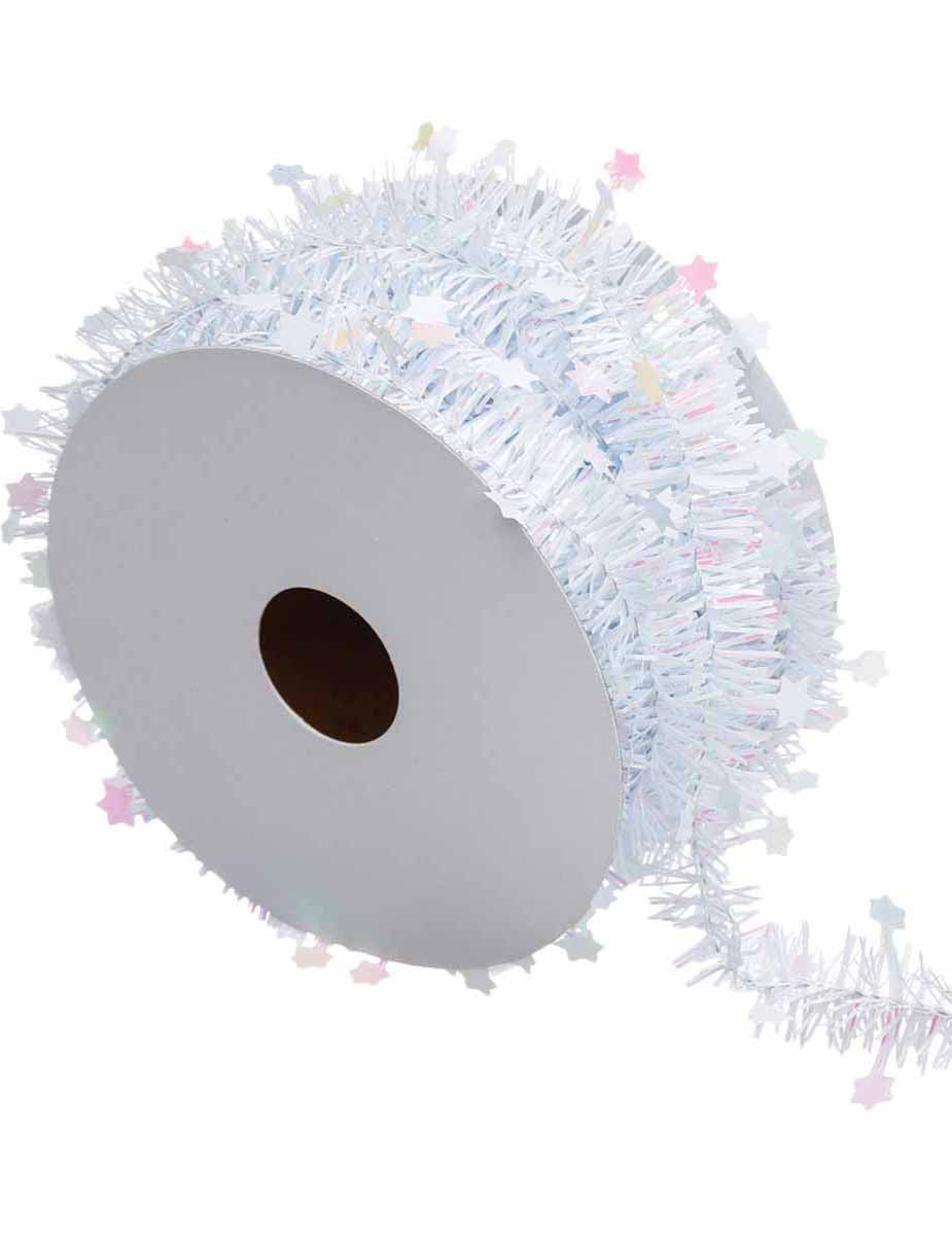 Ghirlandă din brad alb cu stele, 3m, subțire și iridescentă