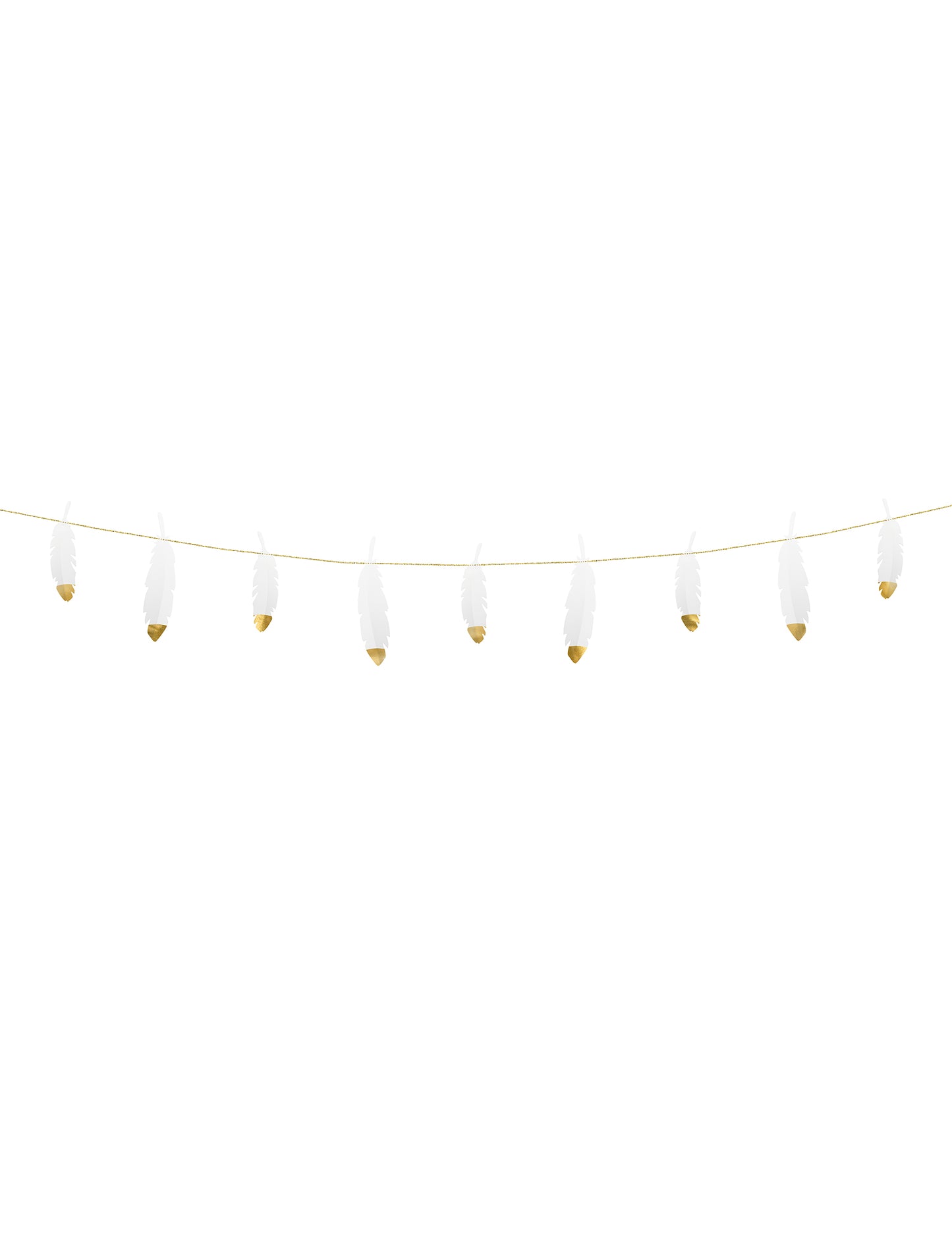 Ghirlandă din pene albe și aurii 13,5 cm decorațiuni de nuntă x 1,6 m