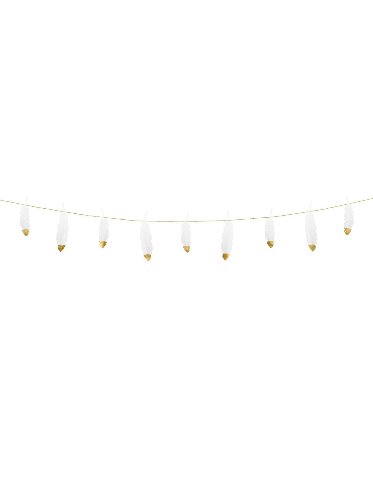 Guirlande de plumes mariage pour fête blanches et dorées
