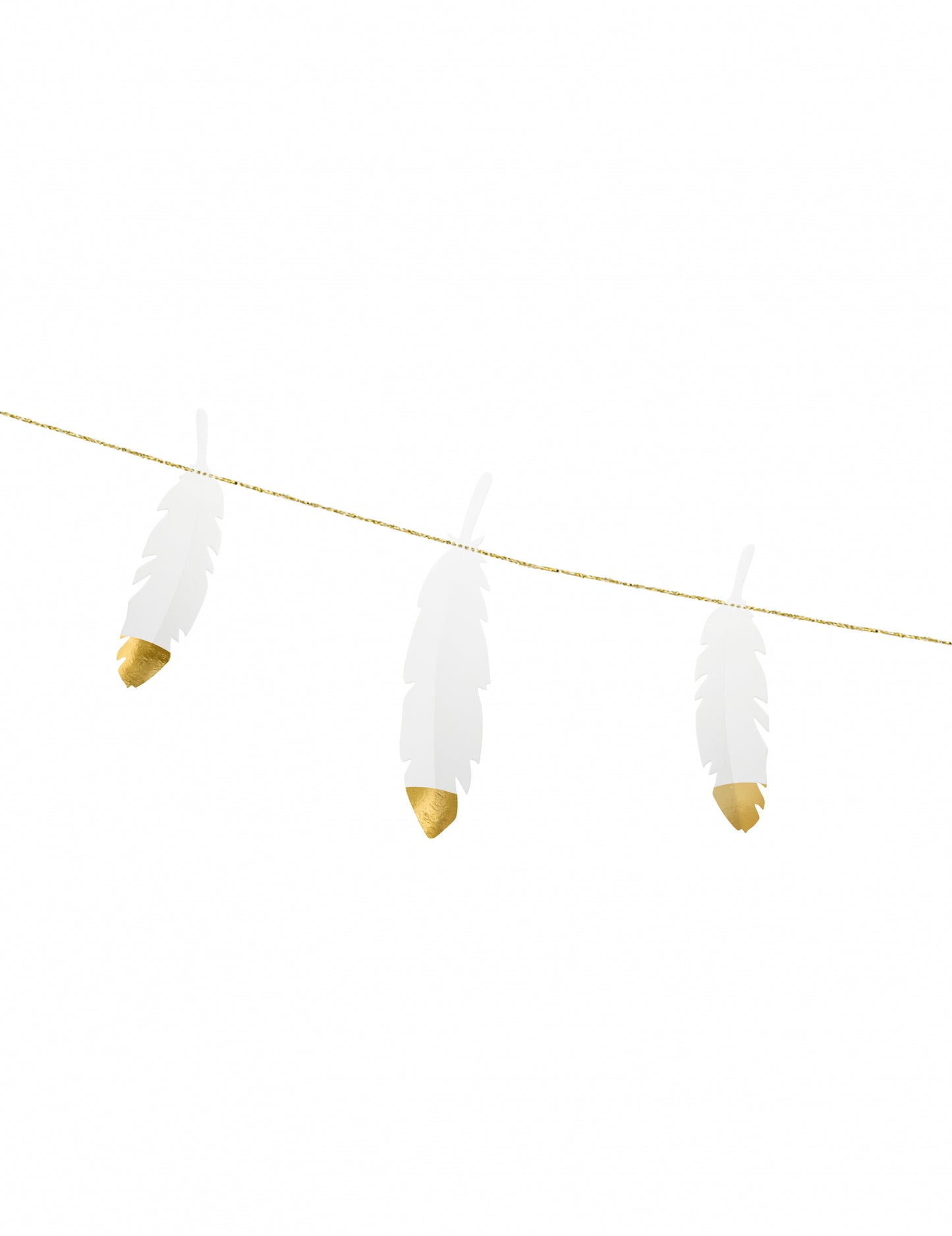 Ghirlandă din pene albe și aurii 13,5 cm decorațiuni de nuntă x 1,6 m