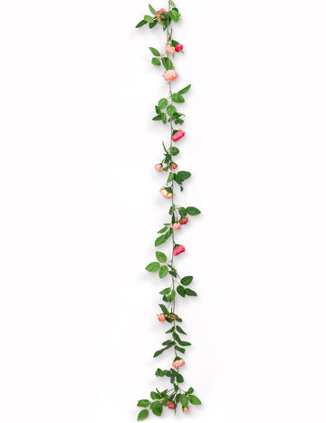 Ghirlandă de trandafiri și frunze verzi de 2,30 m pentru nuntă