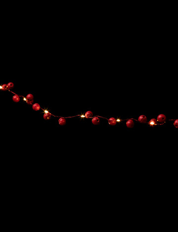 Ghirlandă luminoasă cu bile din lemn roșu 220 cm 