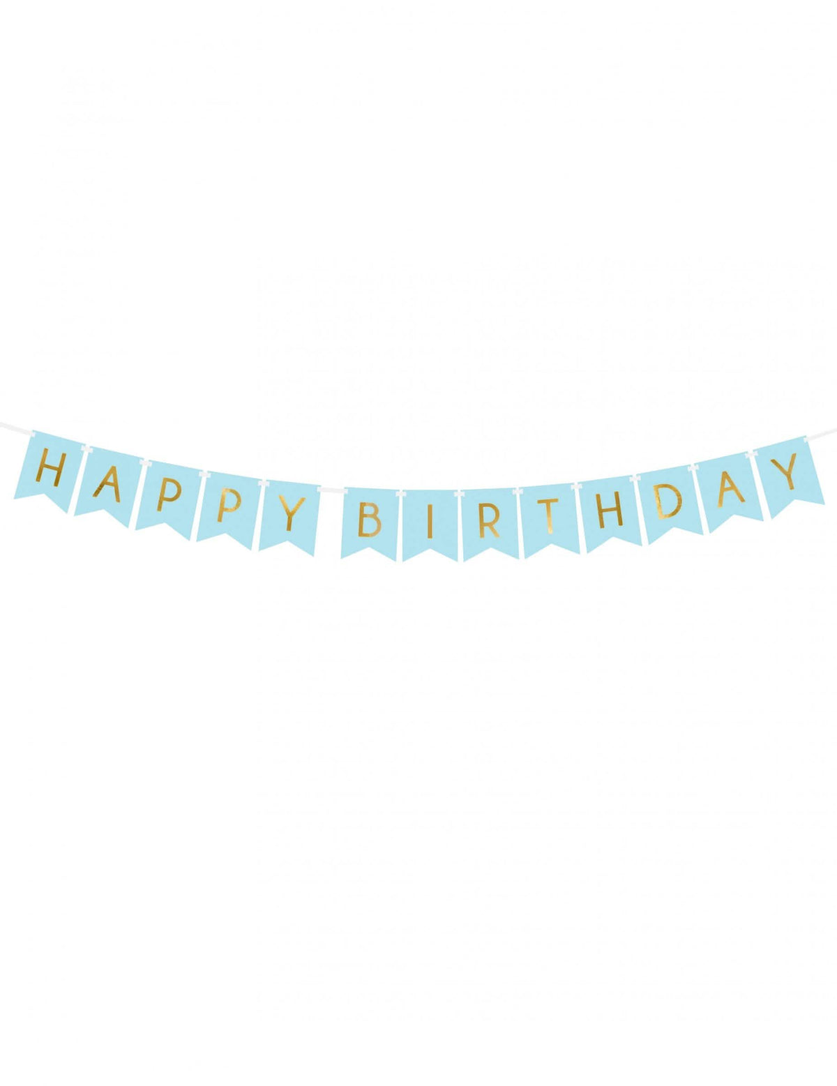 Ghirlandă din carton Happy Birthday pentru aniversare albastră și aurie metalizată