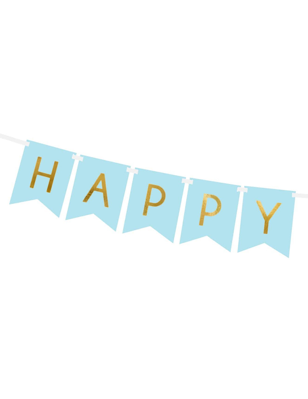 Detaliu al cuvântului Happy al ghirlandei din carton Happy Birthday pentru aniversare