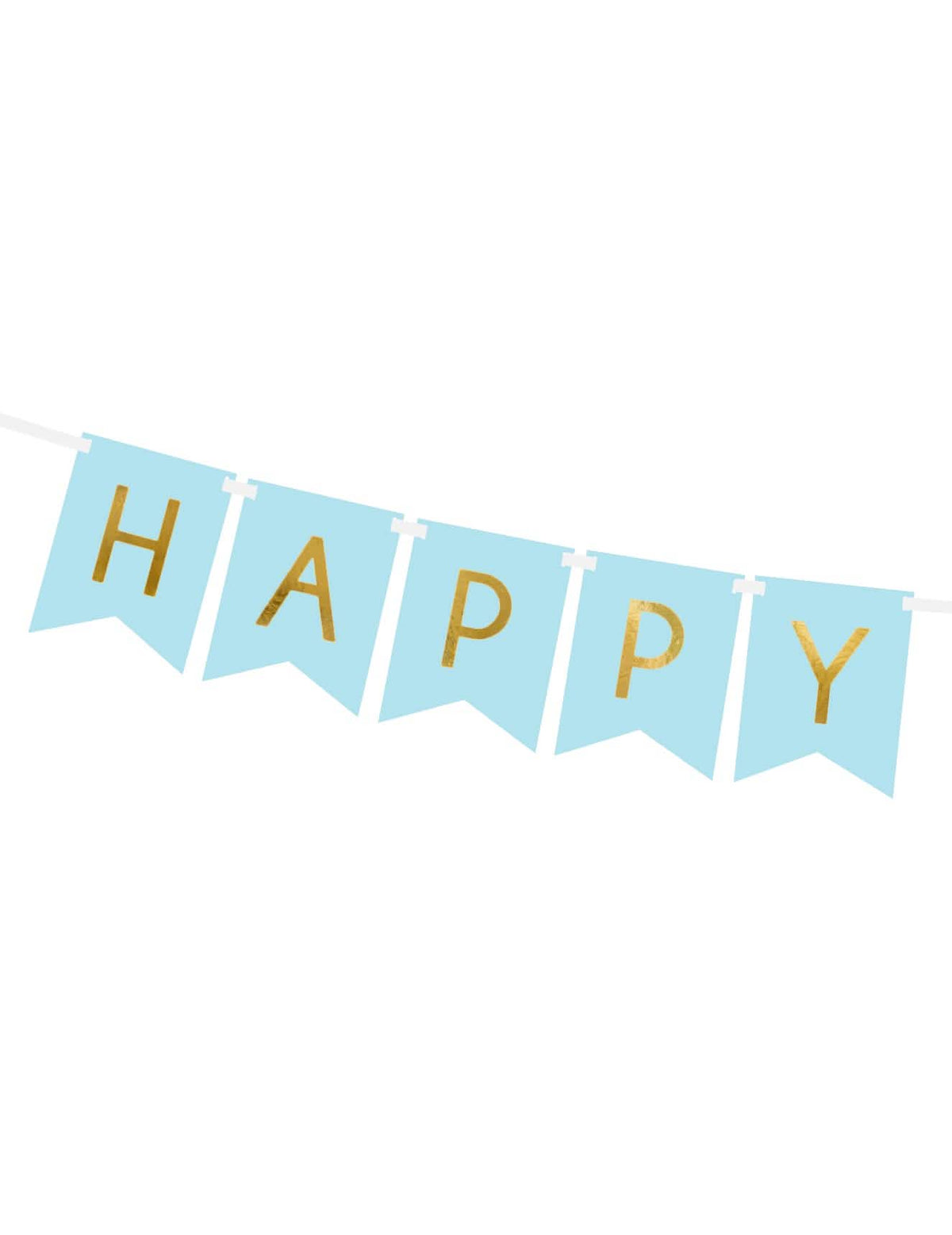 Detaliu al cuvântului Happy al ghirlandei din carton Happy Birthday pentru aniversare