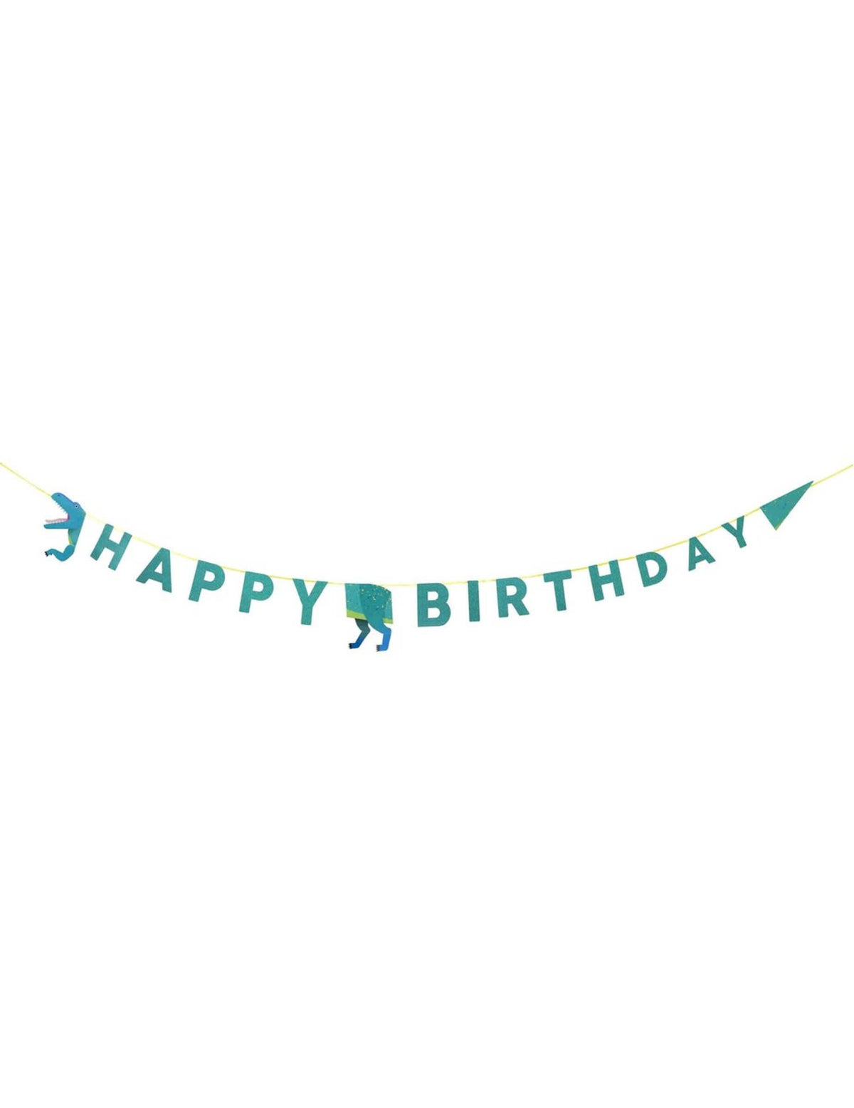 Ghirlandă din carton happy birthday dinozaur pentru aniversare albastru-verde